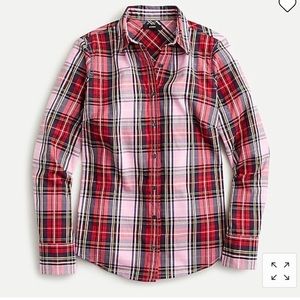 NWT JCrew Slim Stretch Perfect Shirt in Pink Plaid Tartan